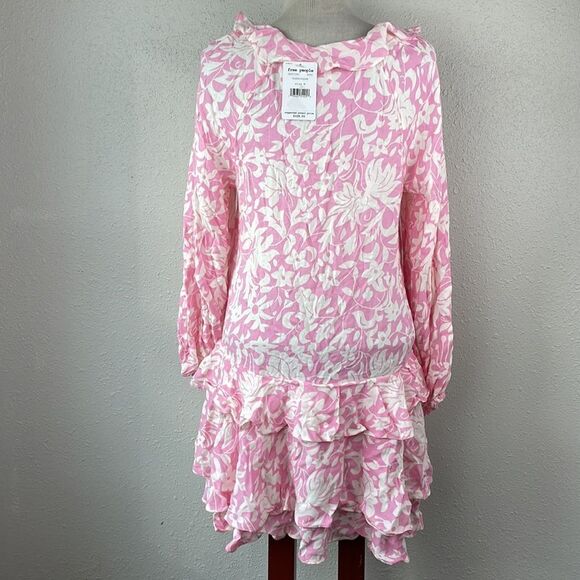 NWT Free People Pink Bubble Gum Floral Dress Size M - Picture 5 of 7